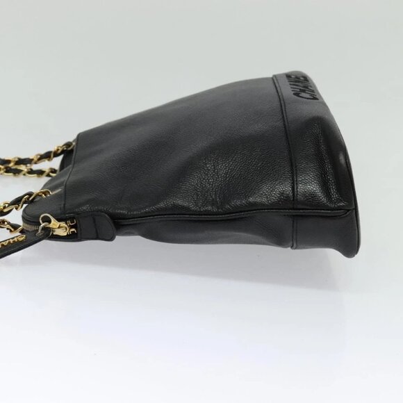 CHANEL Chain Shoulder Bag Grained Calf Skin Black Gold - Picture 3 of 16